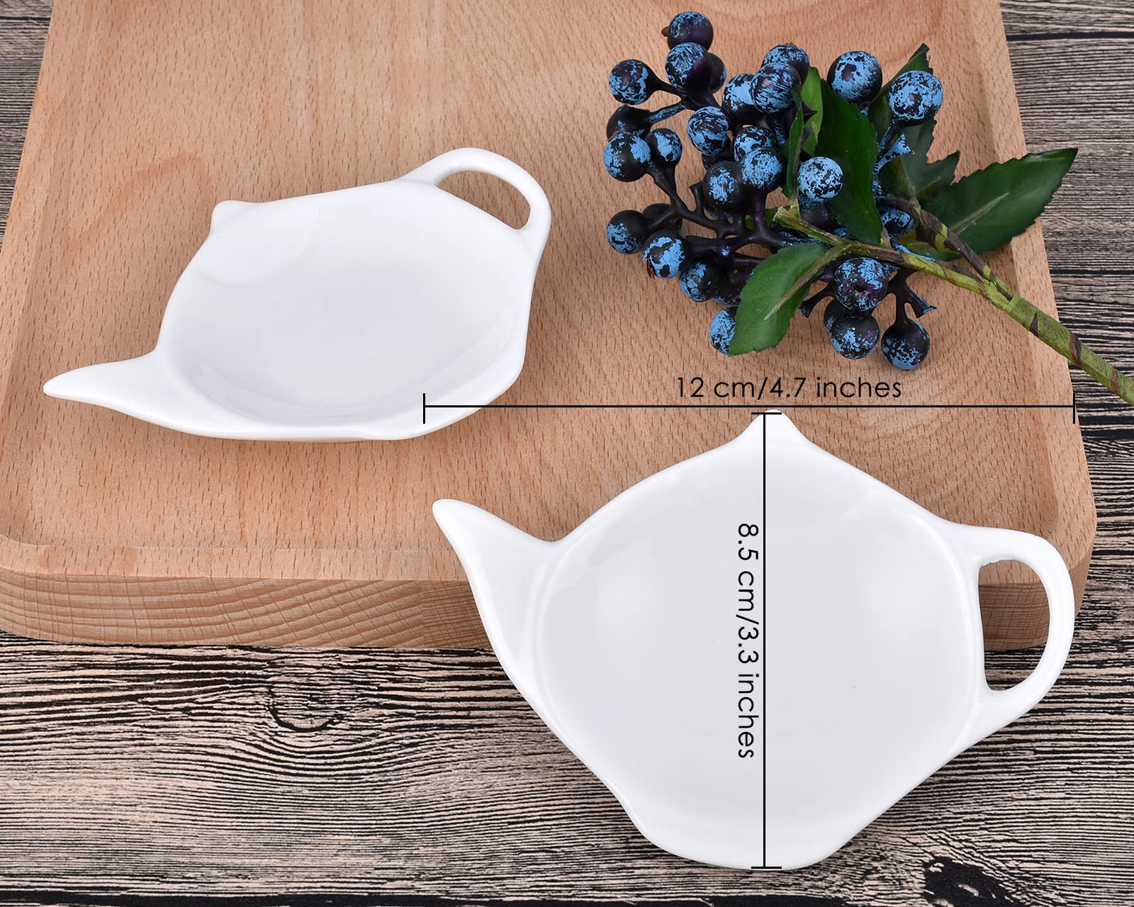 4 Soportes para Bolsas de té en Forma de Tetera, Posavasos para condimentos para Salsa y Postre (Blanco)