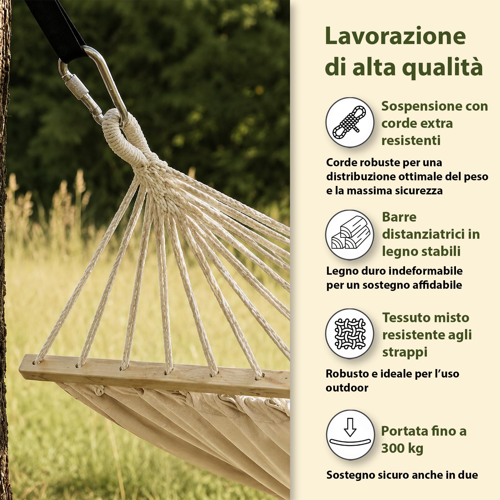BB Sport Amaca Doppia 240x150 cm 300 kg 2 Persone Giardino