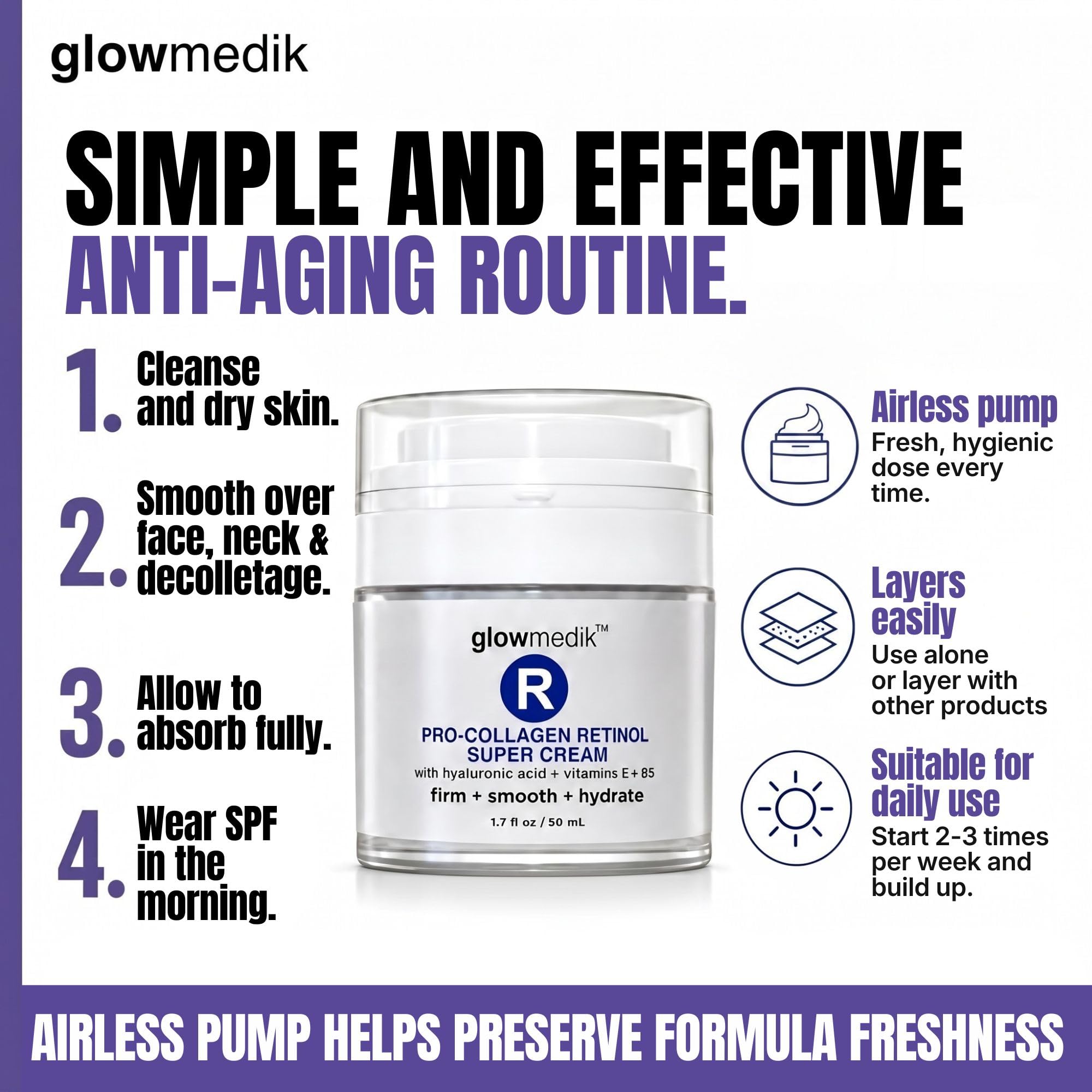 Glowmedik Pro-Collagen Retinol Face Cream with Hyaluronic Acid
