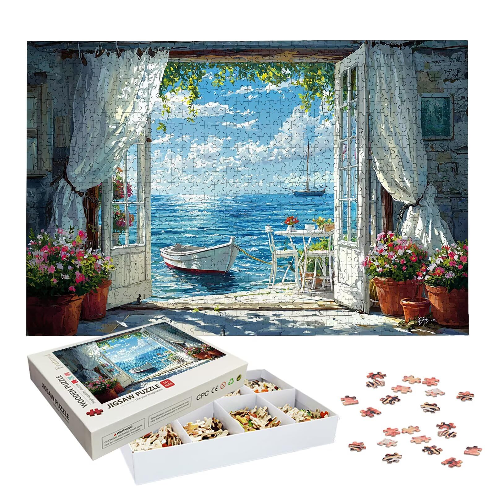 Puzzle 1000 Pezzi per Adulti Bambini, Puzzle Italia in Legno per Adulti, Puzzles Paesaggio Impegnativi, Giochi Educativo per Famiglie, Rompecapo con Scatola per Decorazioni Casa, Regalo Donna, -8892