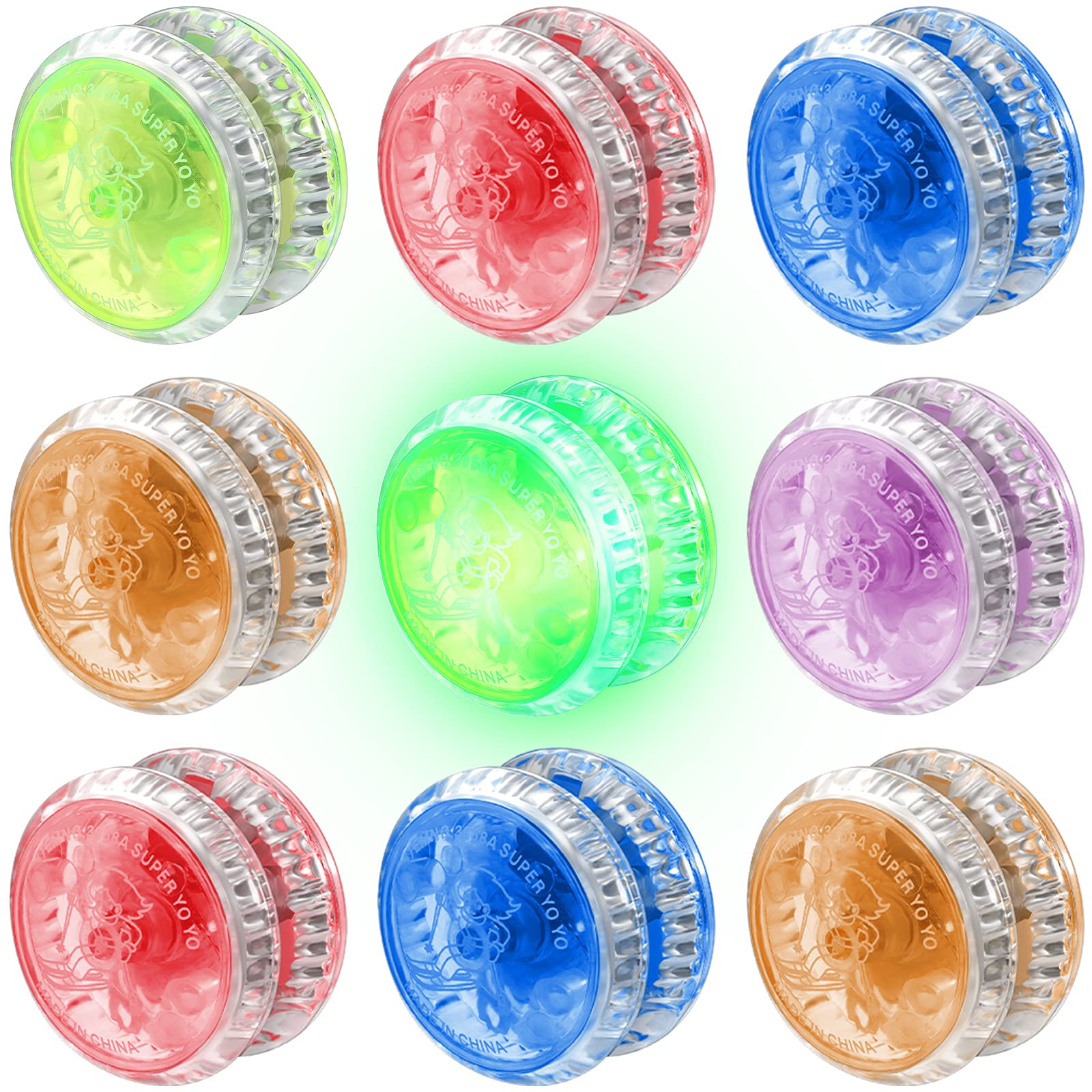 9 Pieces LED Light Responsive Ball Bearing Plastic Responsive Entertaining Ball for Beginner Birthday Party Favors Goodie Bag Fillers Classroom Rewards, Random Colors