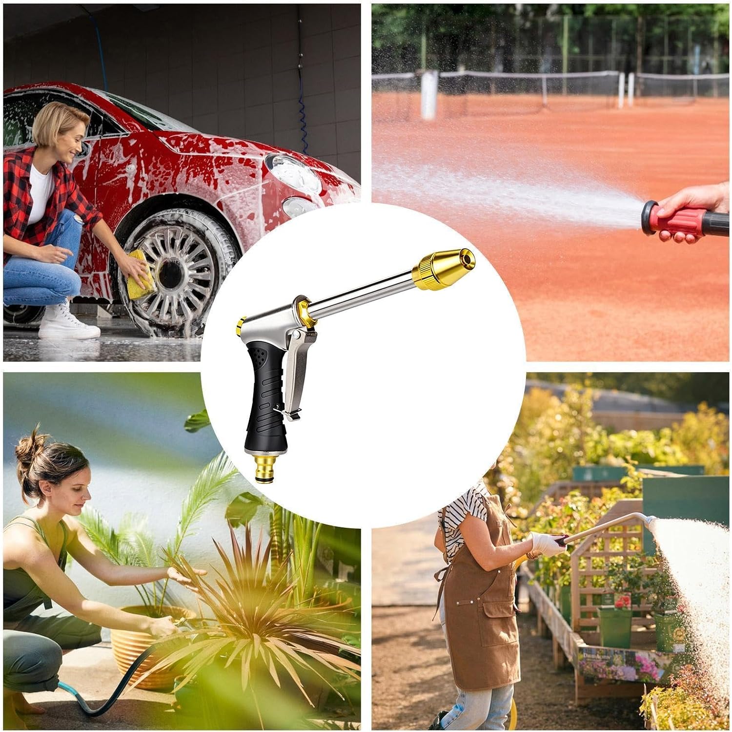 Pressure Washer Wand, Metal Heavy Duty Handheld Leakproof, High Pressure Hose Nozzle, For Lawn, Yard, Patio, Deck, Fence, Cleaning, Pet, Car Washing