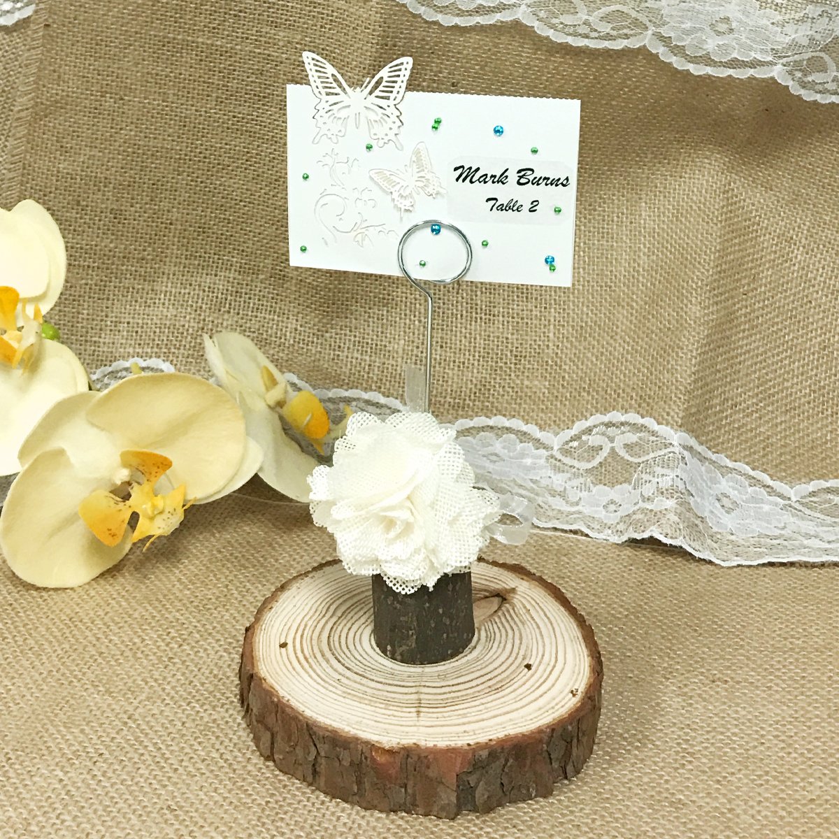 Wrapables Soportes de Madera para Fotos y Tarjetas de posición para decoración de Mesa de Boda (Juego de 10) Clip, Metal, Papel