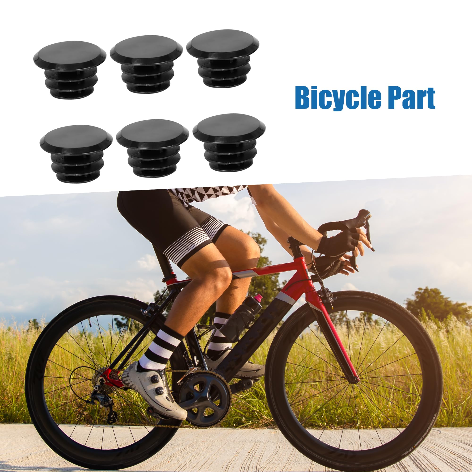 A ABSOPRO Bike Handlebar Bar Plastic End Plugs Caps Locking Grip Set of 6 - Image 2