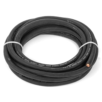 1/0 Gauge EWCS Brand - 20 Feet Black - 100% Copper Premium Industrial Grade Extra Flexible Welding Cable 600 Volt
