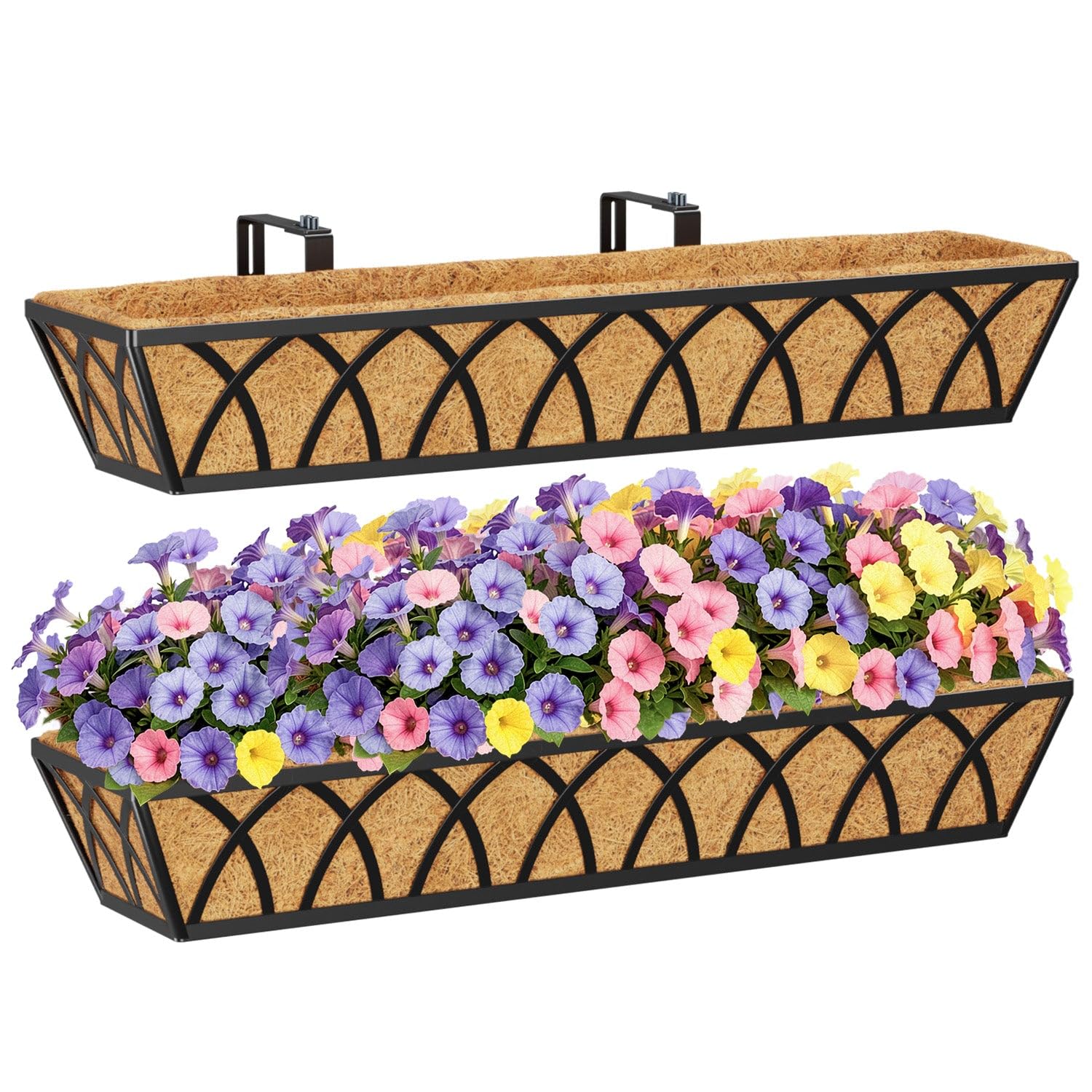 HFHOME 2-Pack 30 Deck Railing Planter Box
