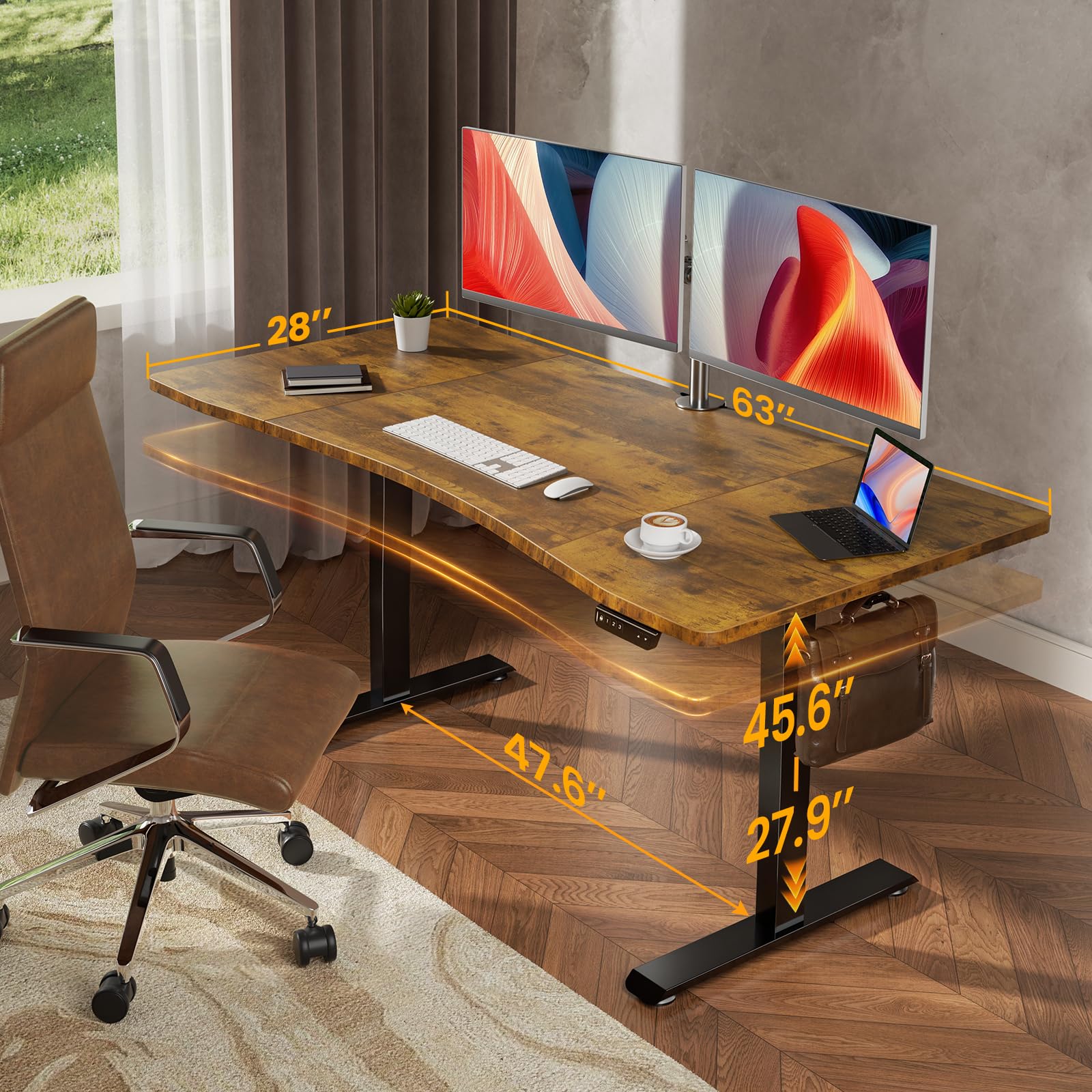 Veken 63x28 Inch Electric Standing Desk - Home Office Review - Dettaglio