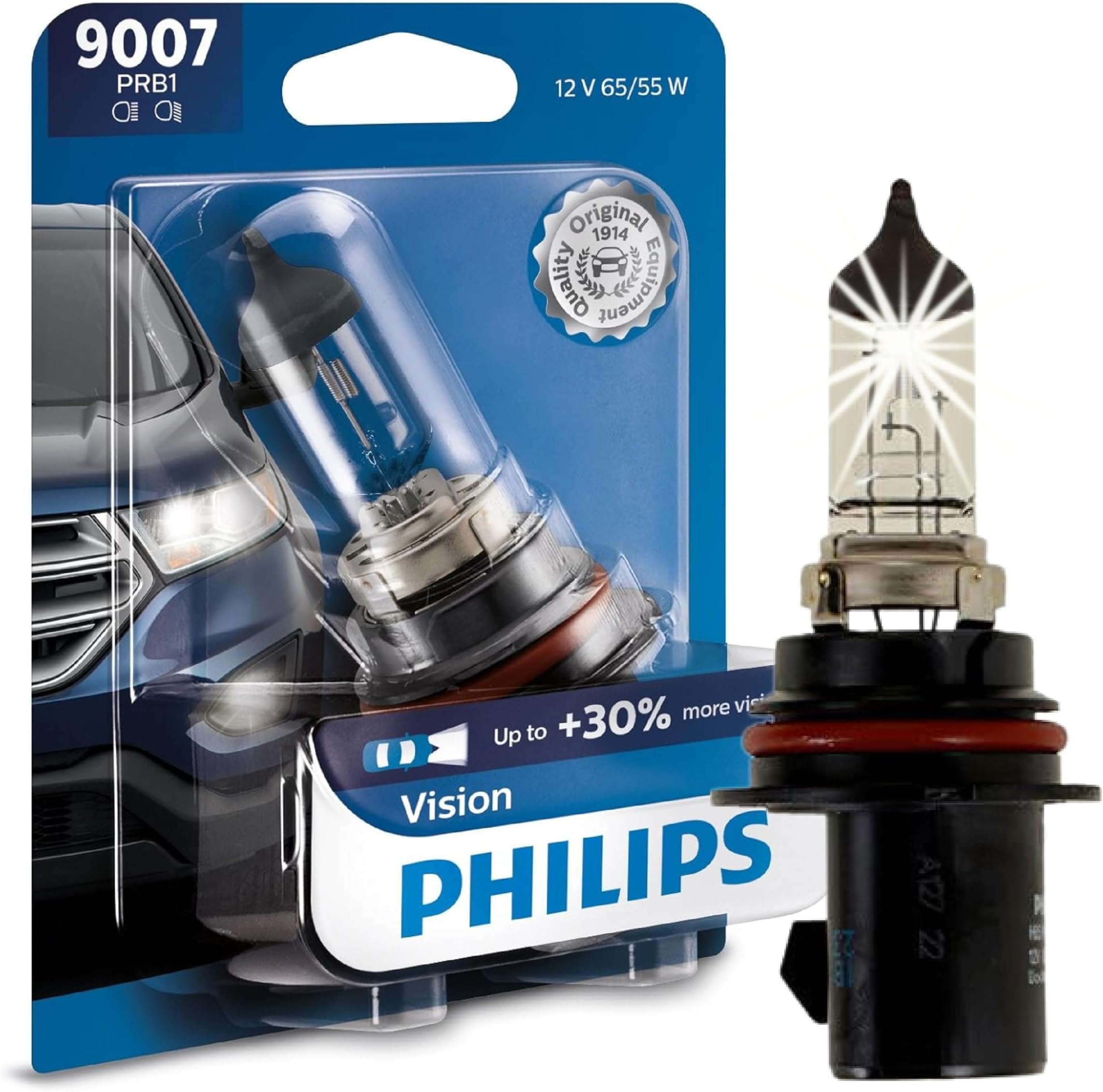 PHILIPS 9007 Vision Upgrade Headlight Bulb with up to 30% More Vision, 1 Pack