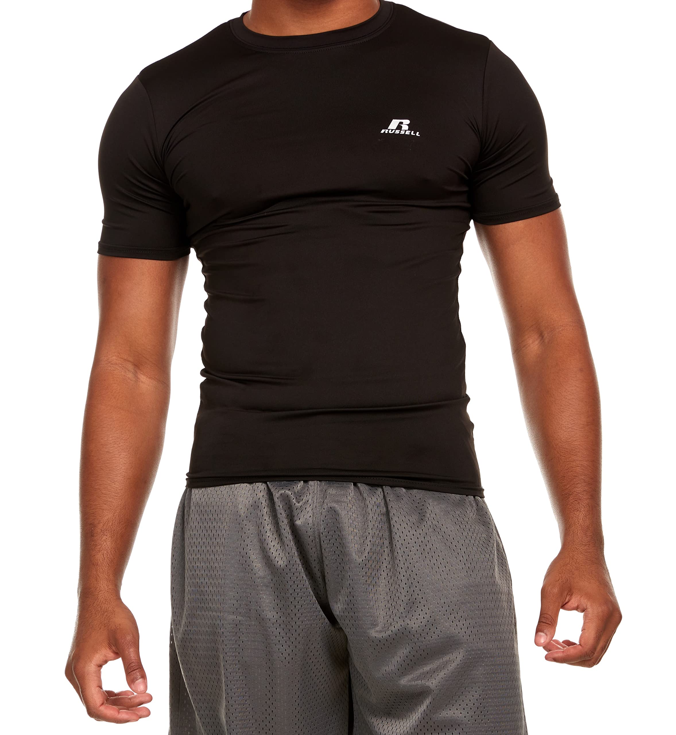 Russell Athletic - Camiseta de compresión de manga corta para hombre - negro - X-Large