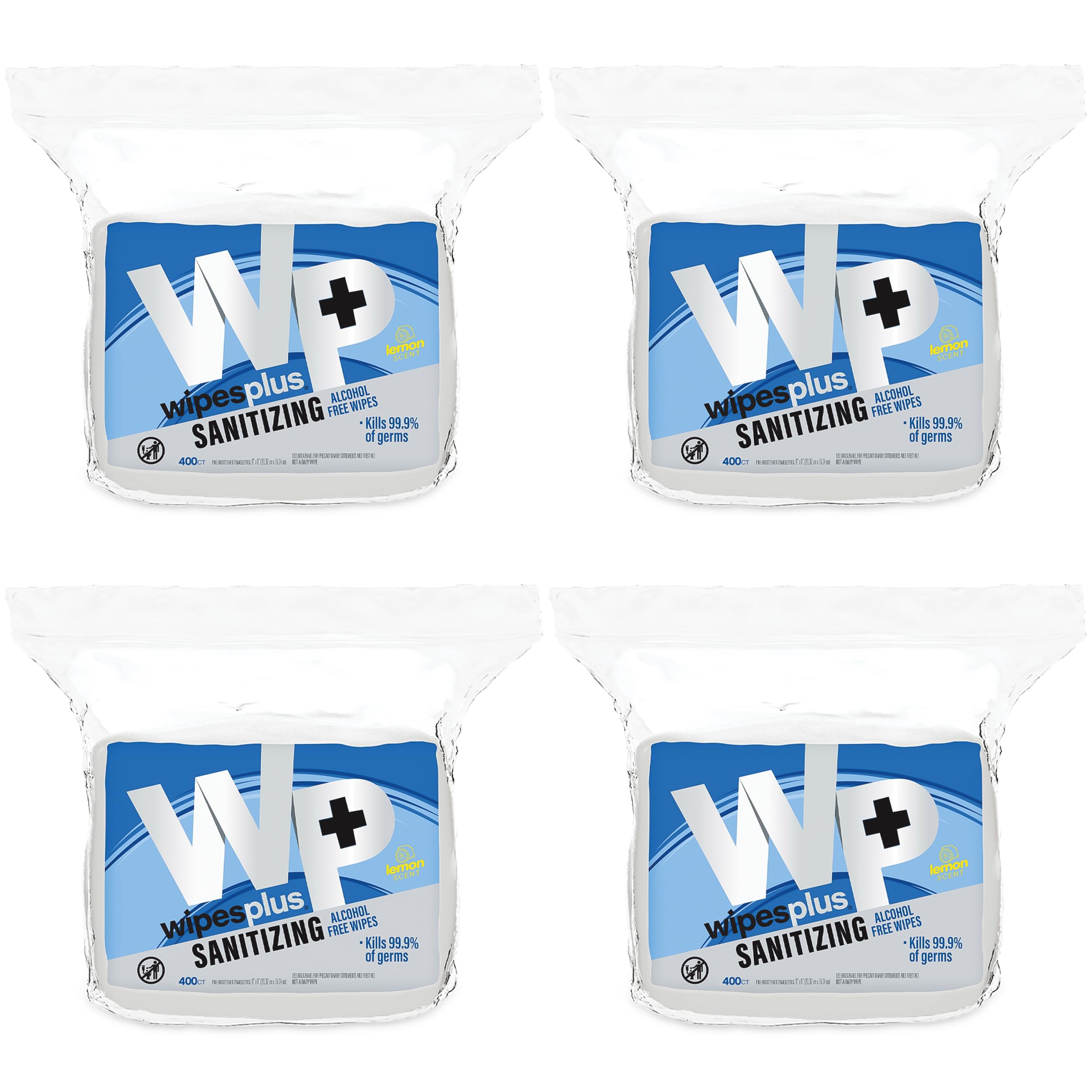 WIPESPLUS Bolsa de recambio de toallitas desinfectantes para manos sin alcohol para el hogar y el negocio, 3200, (4 paquetes de 800)