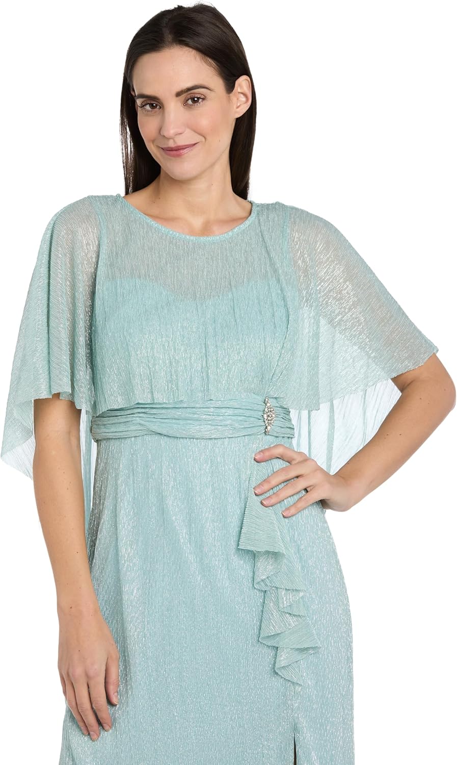 R&M Richards Women's Crystal Cascade Capelet Dress - Image 2