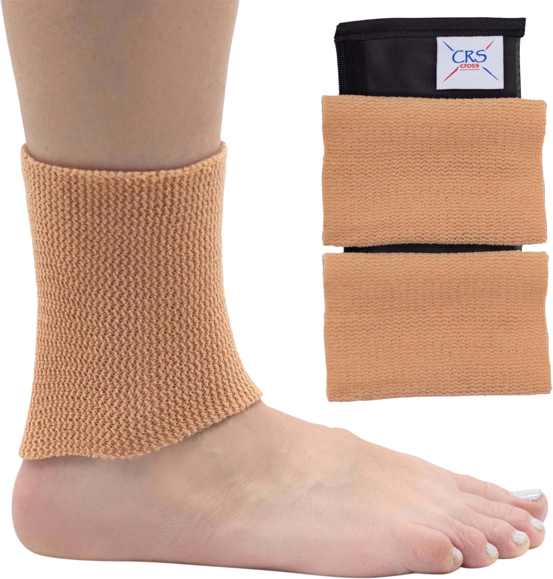CRS Cross Ankle Gel Sleeves. One Pair of Premium Padded Skate Socks to Cushion and Protect Ankle, Foot and Leg for Figure Skating, Ice Hockey, Roller, Inline Skates. Riding or Ski Boots.