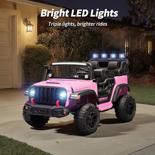 Miniatura 5 de Juguete de coche de 2 plazas, auto eléctrico de 24 V 4WD para niños de 4 a 8 años con control remoto, motores de 4 x 200 W, capacidad de 110 libras,