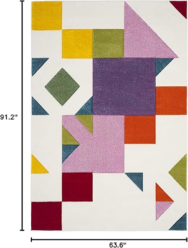 Vista 19 de SAFAVIEH Hollywood Collection - Alfombra de pasillo, 2 pies 3 pulgadas x 6 pies, color marfil y rosa, diseño moderno de mediados de siglo, no Marfil