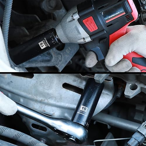 Miniatura 94 de MIXPOWER Enchufe de impacto profundo de 1/2", CR-MO, 1.417 in, métrico, 6 puntos, tuerca de eje de grado de impacto para una fácil extracción