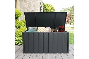 Domi Galvanized Steel Deck Box with Lid for Outdoor Storage