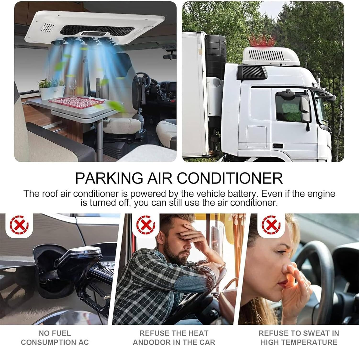 Rv Air Conditionerelectric Air Conditioner for Rv Truck, 24V/12V Air Conditioner, Low Noise, Roof Air Conditioner Applicable to Trucks, Motorhomes, Buses, Excavators, Mot,Red-24V