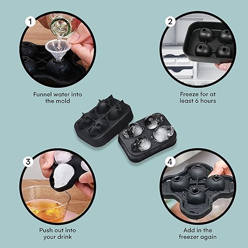 Miniatura 4 de Regal Trunk & Co. Moldes de silicona negra en forma de calavera 3D, ideales para cócteles o mini postres, añadiendo un encanto espeluznante a tus