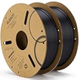 PLA Filament 1.75mm Black 2KG, 3D Printer Filament Dimensional Accuracy +/- 0.02mm, 2 Pack 1kg Cardboard Spool(2.2lbs) 3D Printing Filament Fits for Most FDM 3D Printers