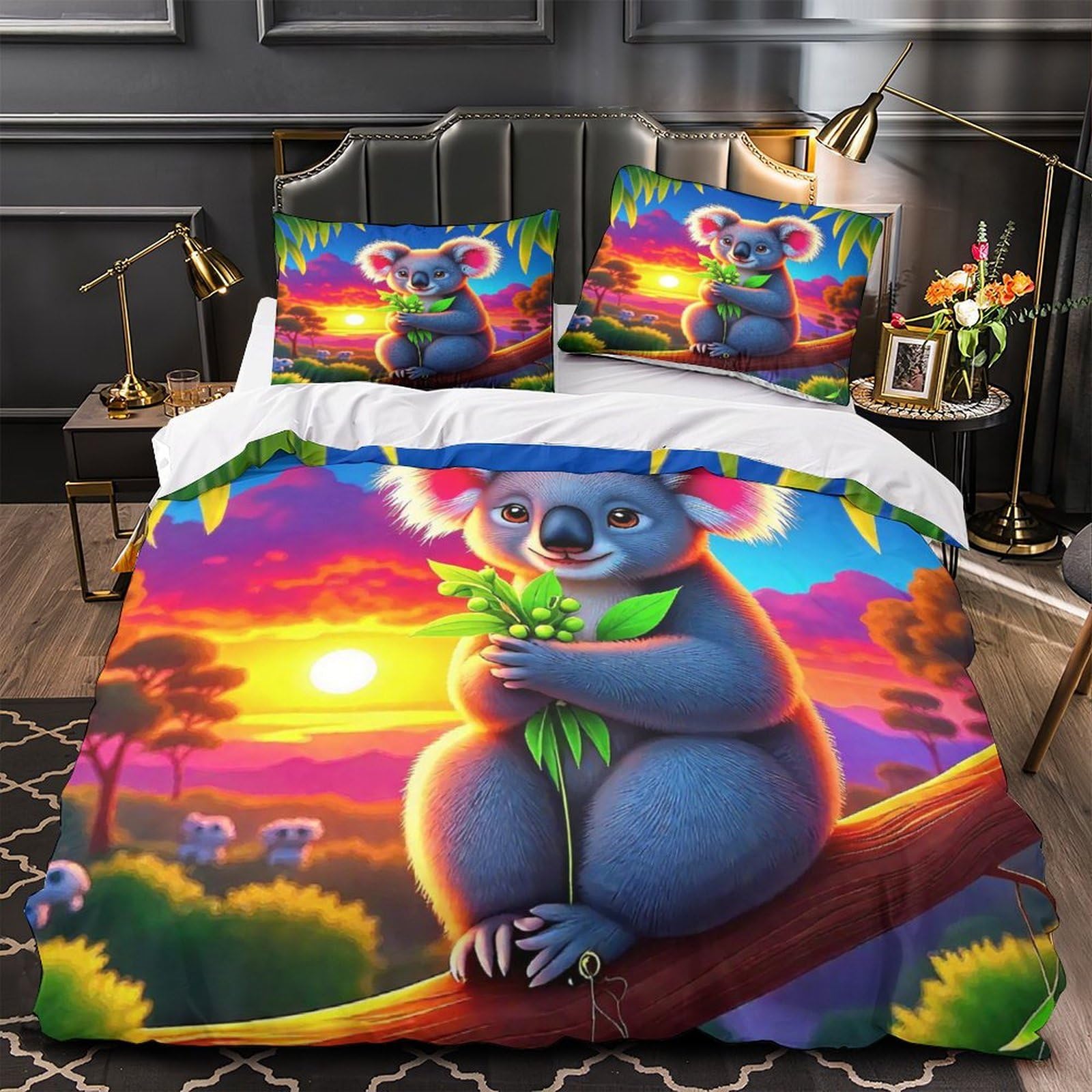 Ensemble de literie 3D coucher de soleil pour une chambre cocooning