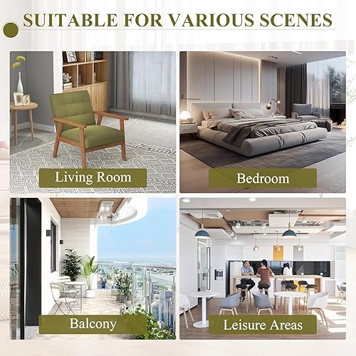 Miniatura 9 de Westice Juego de 2 sillas decorativas, sillas de sala de estar de mediados de siglo con marco de madera maciza y cojín grueso suave, silla de