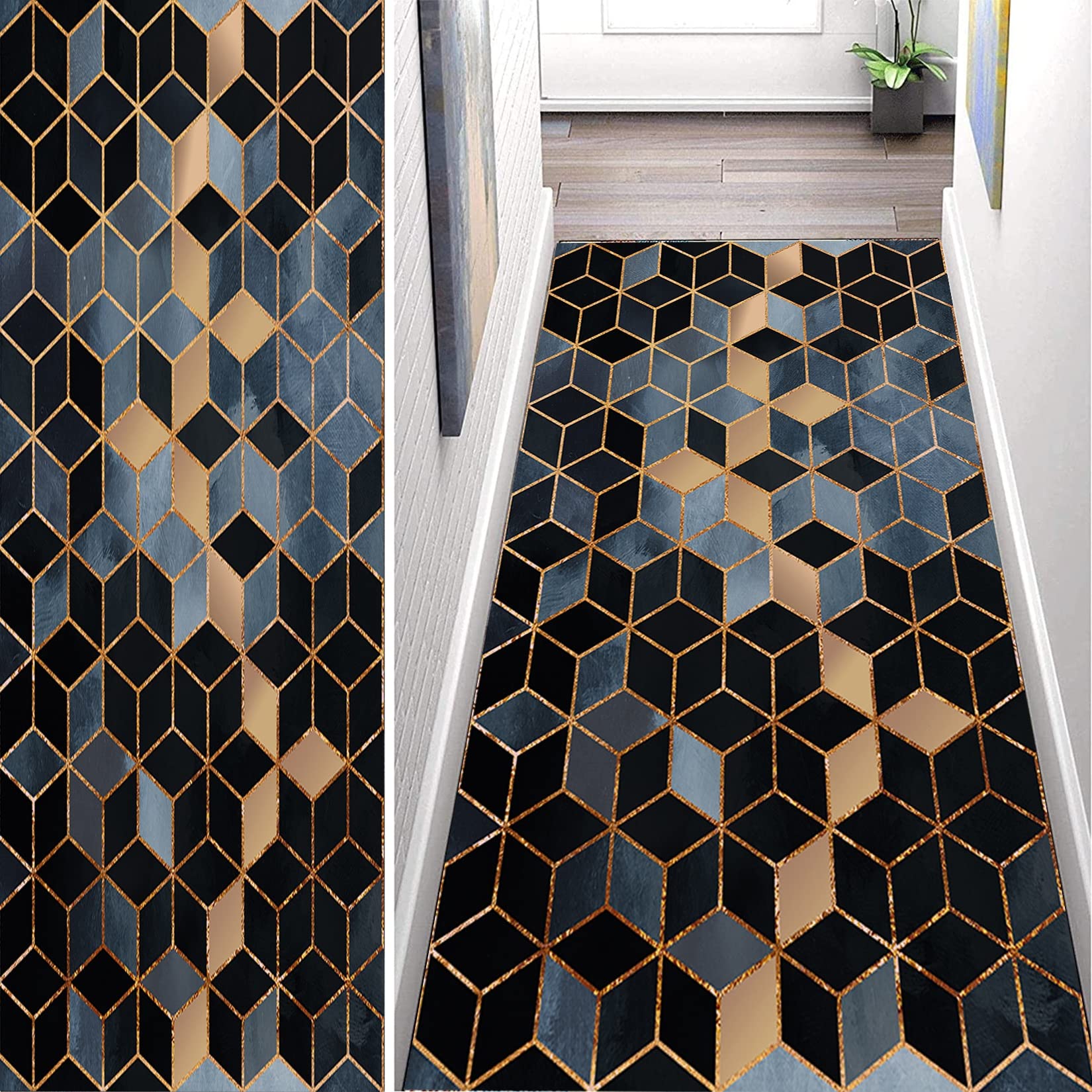 Generisch Fußmatte, Schmutzfangmatte, 90 x 130 cm, Viele Größen, rutschfest, individuelle Länge, moderner Wohnzimmerteppich für Schlafzimmer, Wohnzimmer-Fußmatten, D