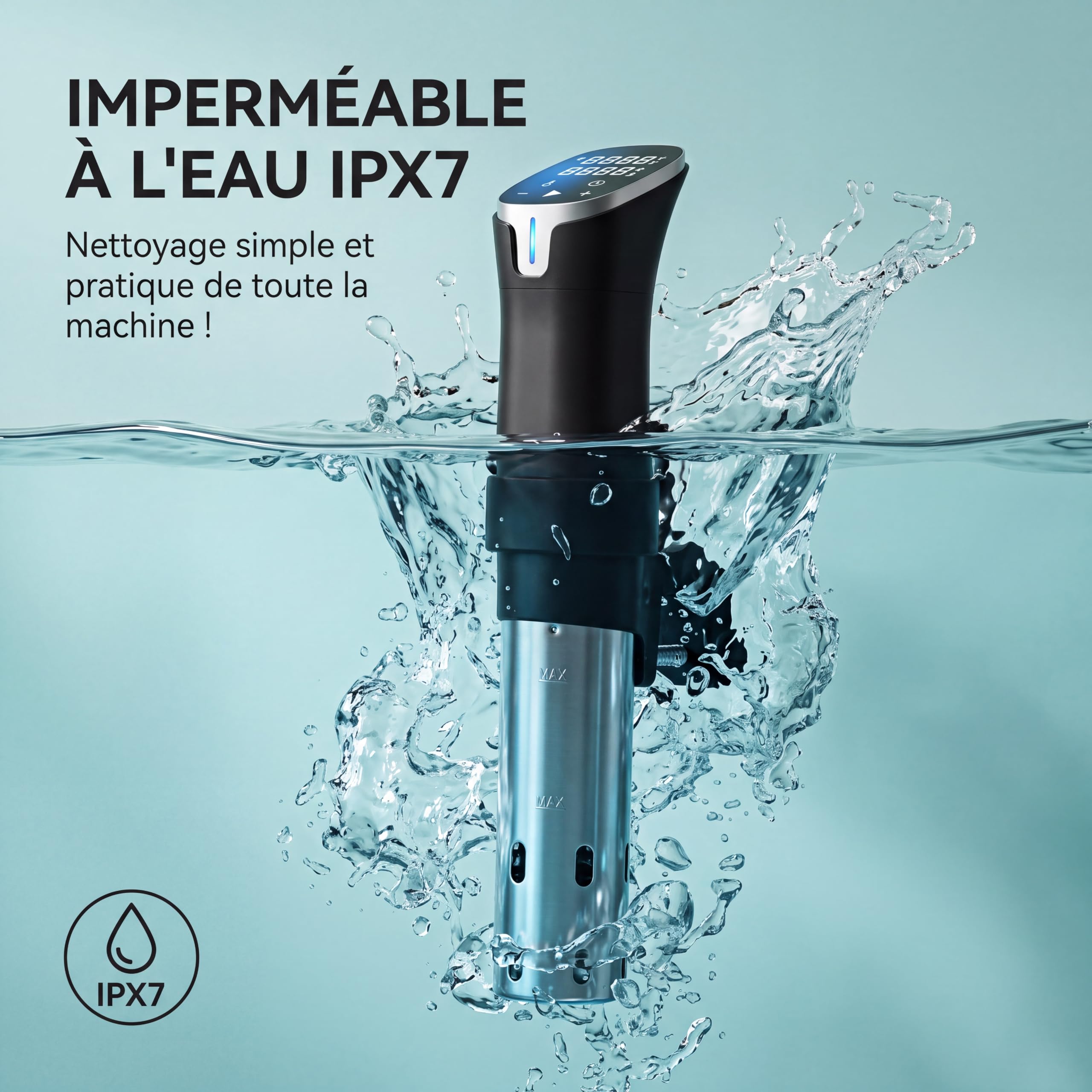Roame Cuiseur Sous Vide 1100W, WiFi App, Thermoplongeur LCD, IPX7