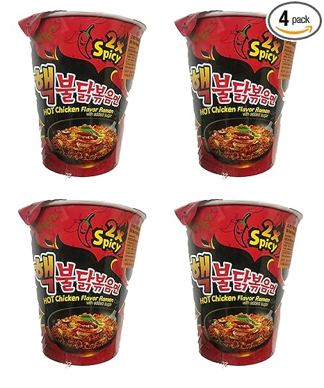 Samyang Hot Chicken Flavor Ramen Noodles Cup, 4 X 70 grams
