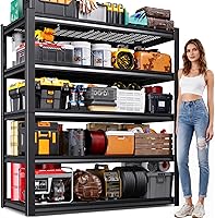 Vista 41 de Estantería de garaje de 71 pulgadas de alto, estantes de almacenamiento de 5 niveles, metal resistente, estante ajustable de acero para almacén