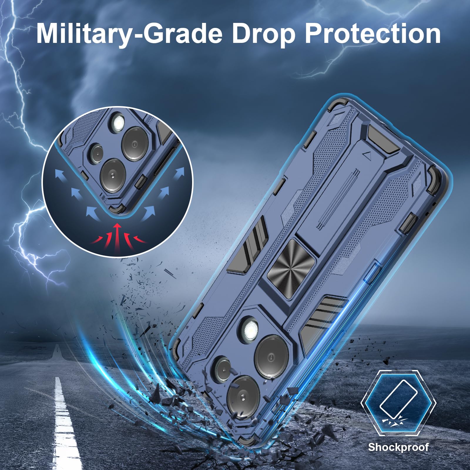 Funda para Xiaomi Redmi Note 15 Pro 5G, Carcasa Antigolpes con Soporte anular metálico, Case Protectora de Grado Militar, Azul — view 573
