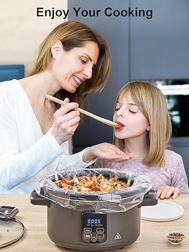 Miniatura 8 de SMARTAKE Revestimientos para olla de cocción lenta, revestimiento para olla de cocción lenta de 13 x 21 pulgadas, bolsas desechables para olla de