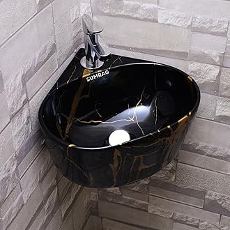 Ceramic Corner Basin/wall Mount Basin for Bathroom/wall Hung Wash Basin/small Corner Sink (14.17 X 13.38 X 6.10 In)