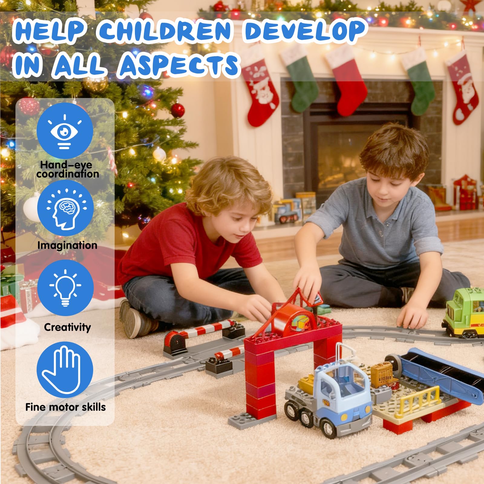 Set di 47 binari per treno, set di binari per ferrovie, compatibili con il leader di mercato, cambiare orbita, diritta, curva, binari per ferrovie, giocattoli per bambini (47 pezzi)