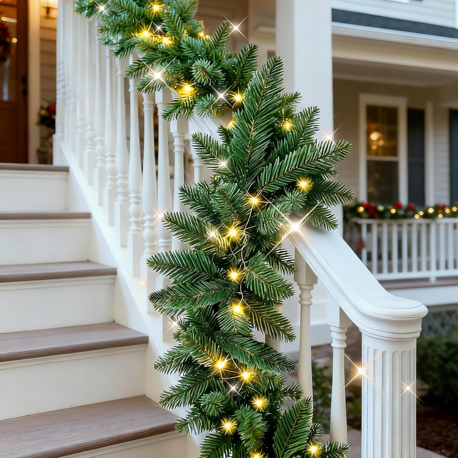 Guirlande de Noël à piles pour escalier sans prise électrique