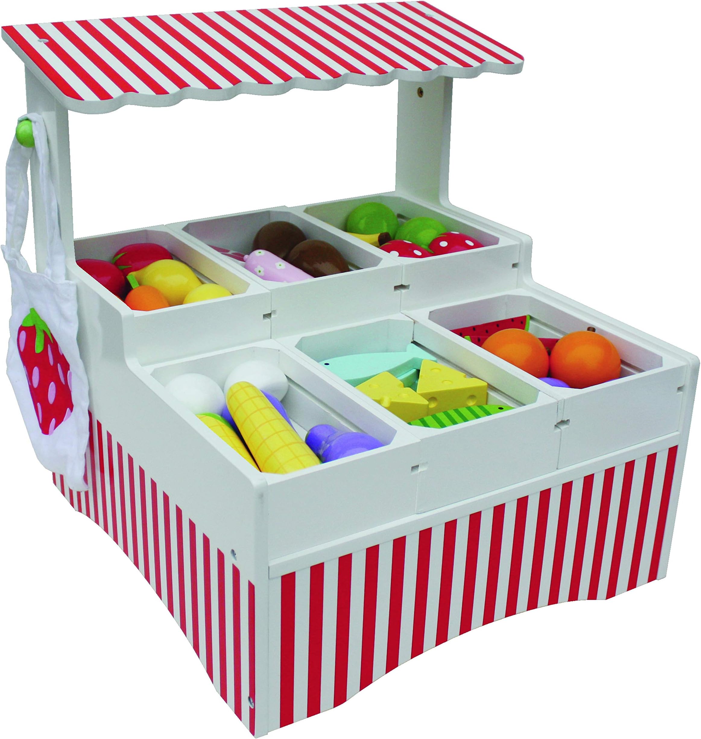 SALE!! Kids Wooden Shop/ Market Stall with 4 Crates of Food. Great Role Play Toy. Suitable From 3 years, For Girls and Boys