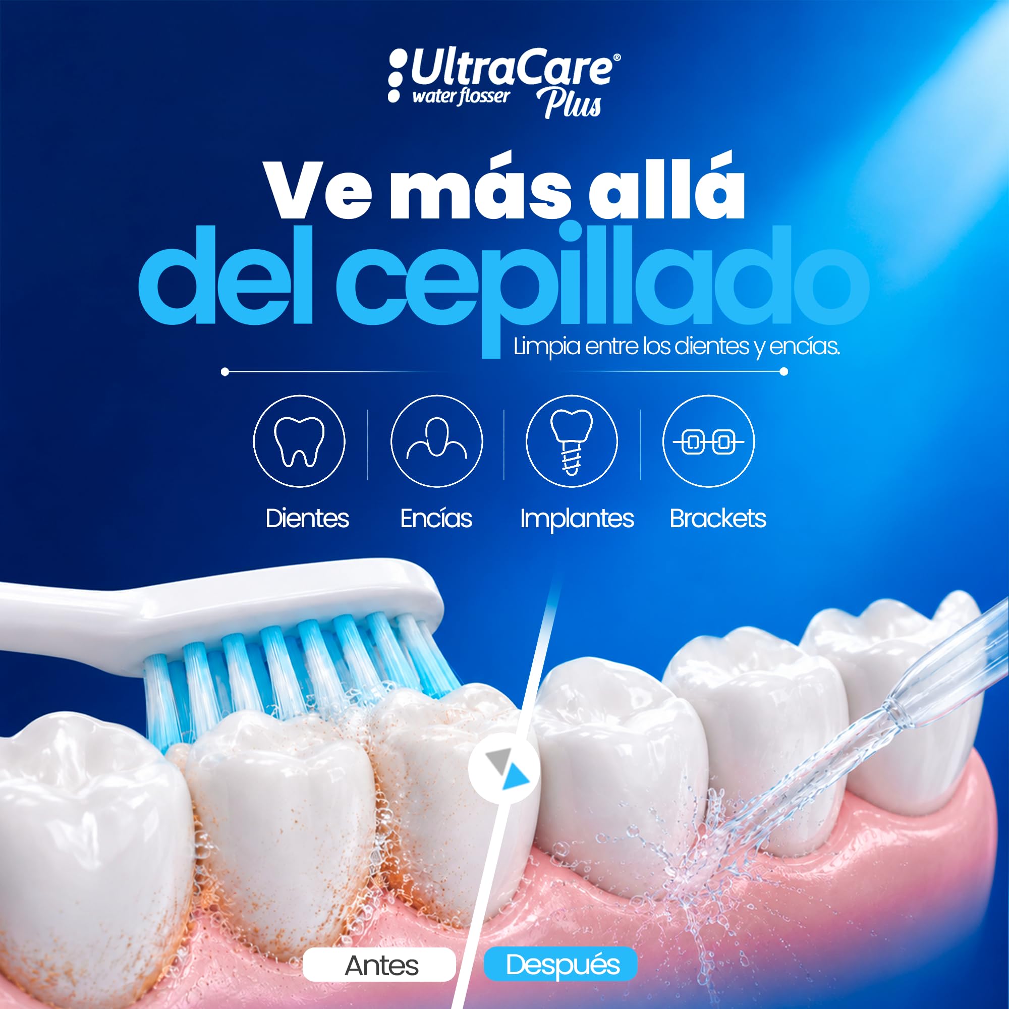 Aquapik Irrigador Dental Portátil, Irrigador Bucal Inalámbrico con 8 Boquillas y 4 Modos, Depósito 300 ml, USB-C Recargable, IPX7, Water Flosser para Brackets, Implantes y Viajes (Blanco)