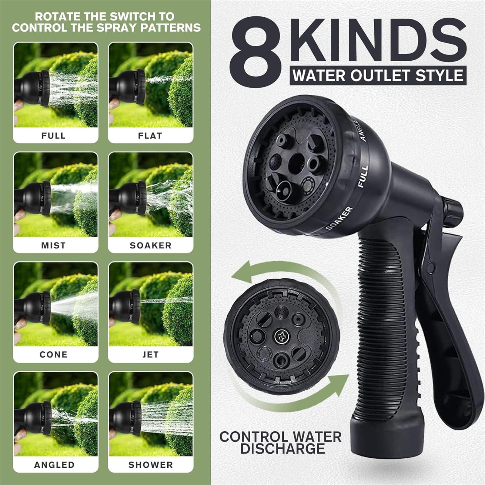 Manguera Jardin Extensible 7.5 Metros, Manguera Extensible con Pistola Rociadora de 8 Funciones, Conectores de Latón de 3/4",1/2" Sin Enredos Ideal para Jardinería y Hogar