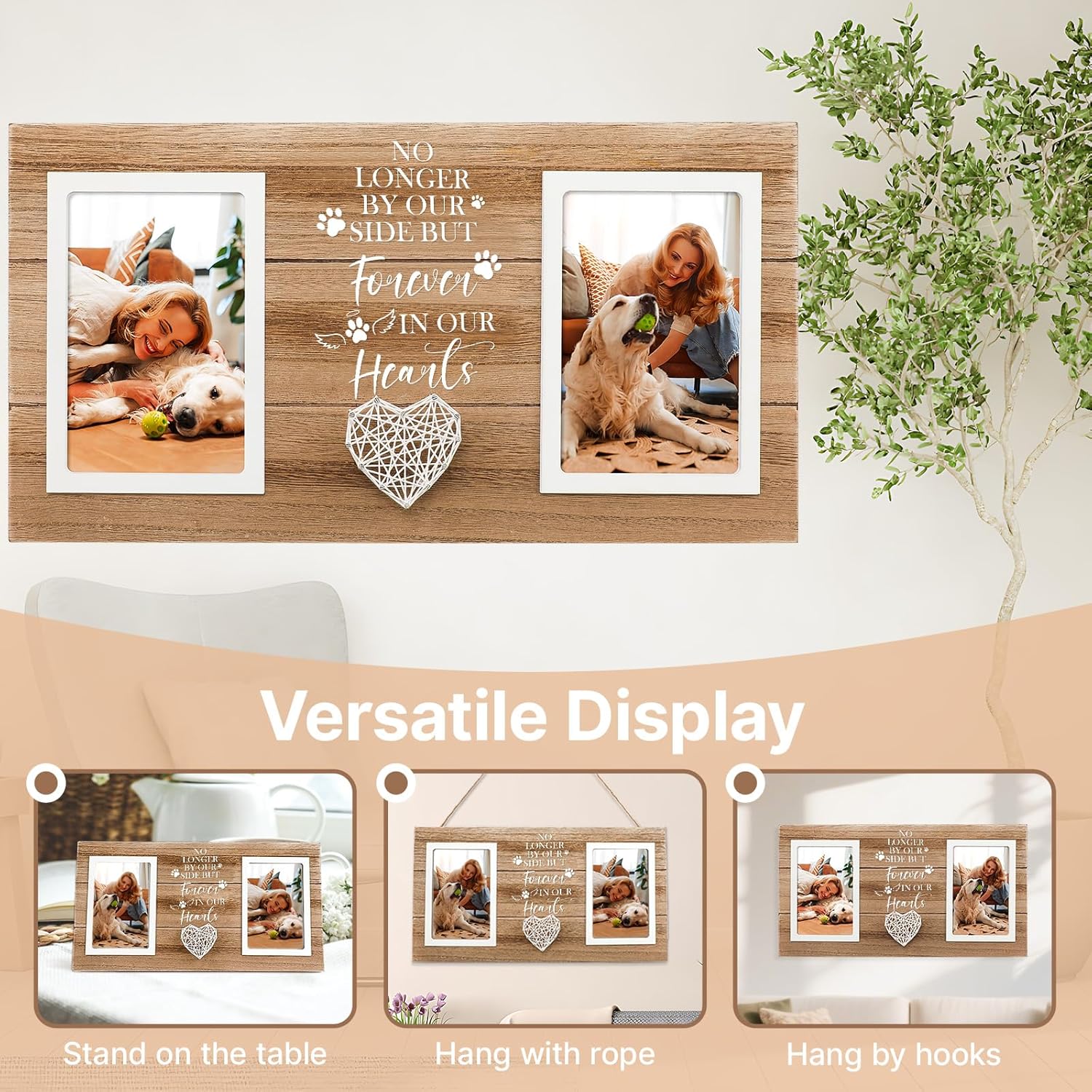 Loss of Dog Sympathy Gift, Pet Memorial Frame in Memory of Dog Pet Remembrance Memorial Gifts for Dogs Cats, Dogs Picture Frame of Double 4×6 Photo for Pet Lover - Image 6