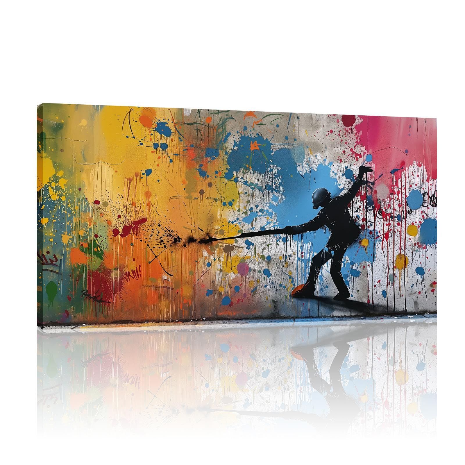 JGGXHM Banksy Posters and Prints, Banksy Canvas Wall Art Large, Banksy Art Wall Decor Canvas, Banksy Extra Large Wall Art Print -(72x142cm) 28x56in frameless