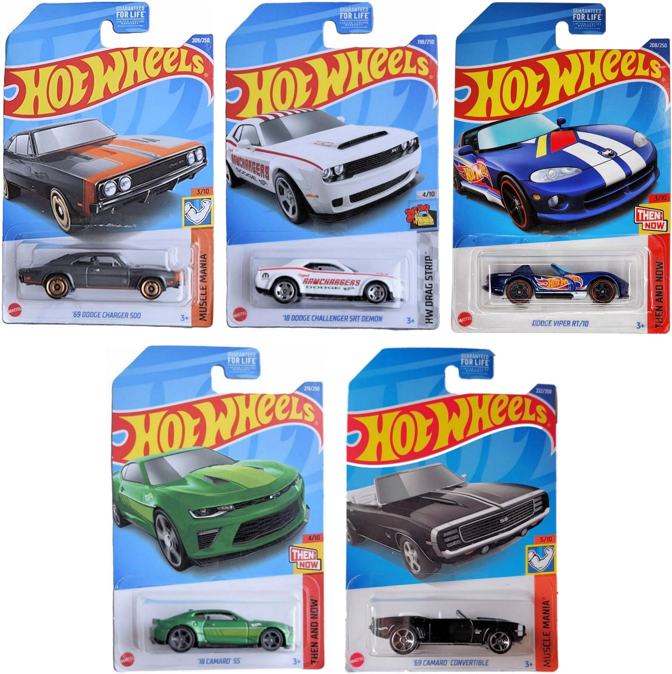 2022 Muscle Cars 5 Pack Bundle Dodge Charger 69 Camaro