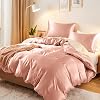 Vonty 3-Piece Silky Satin Duvet Cover Set FullQueen Size Duvet Cover, Organic Natural 400TC Rose Gold Duvet Cover Set - Luxury & Sexy Bedding Duvet Covers with Zipper ClosureNo Comforter
