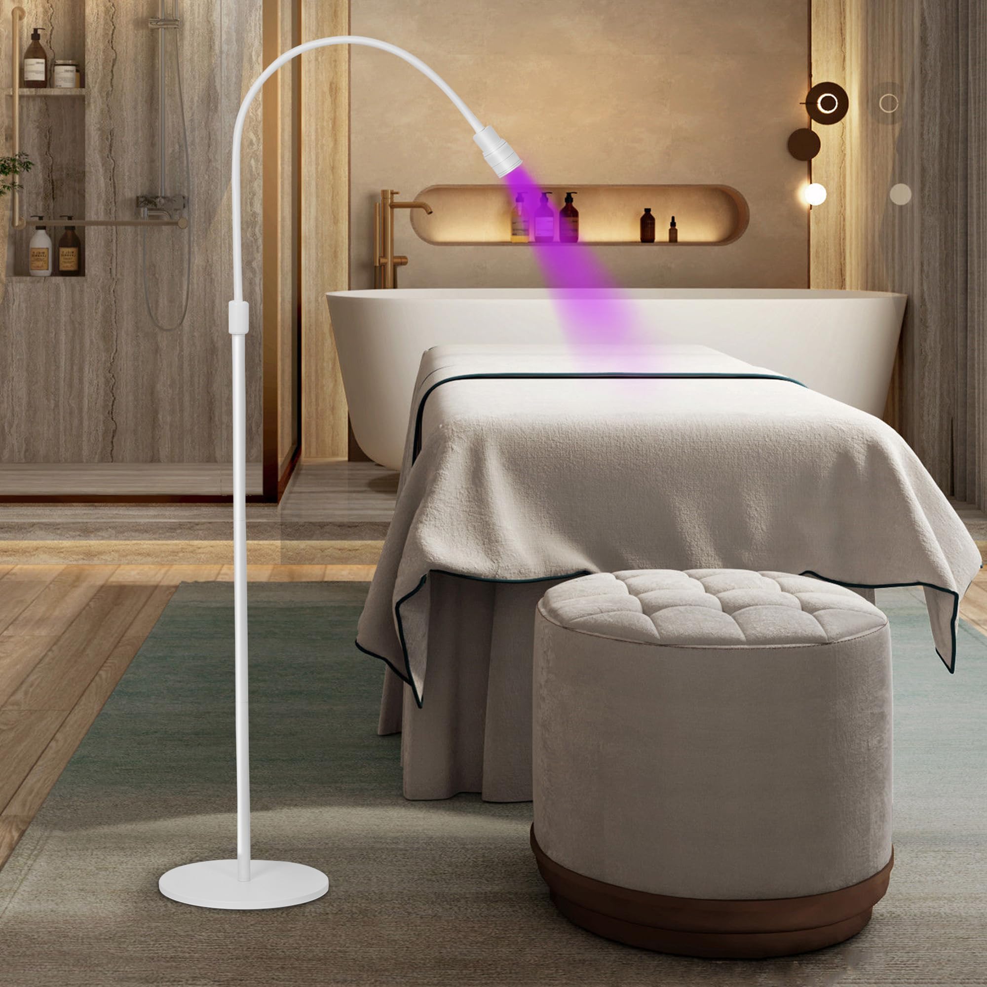 UV Wimpern Lampe, 10W LED-UV-Licht für Lichthärtenden Anwendungen, Schwanenhals Wimpernlicht, 1-3 Seconds Quick Healing, Wimpernverlängerung Einstellbare Punktgröße with Fußschalter,Weiss