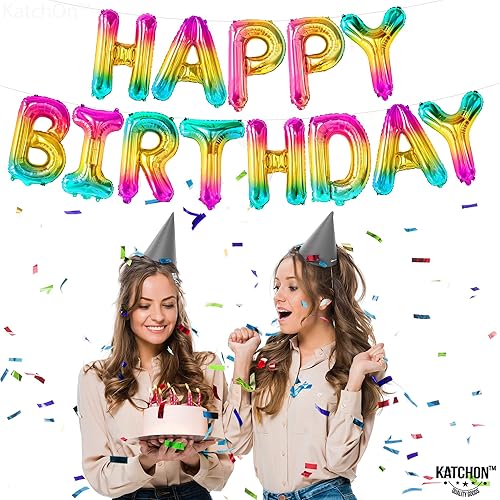 Miniatura 3 de KatchOn Cartel de globos de feliz cumpleaños con diseño de arcoíris de gelatina  16 pulgadas  Globos de feliz cumpleaños  Cartel de feliz cumpleaños