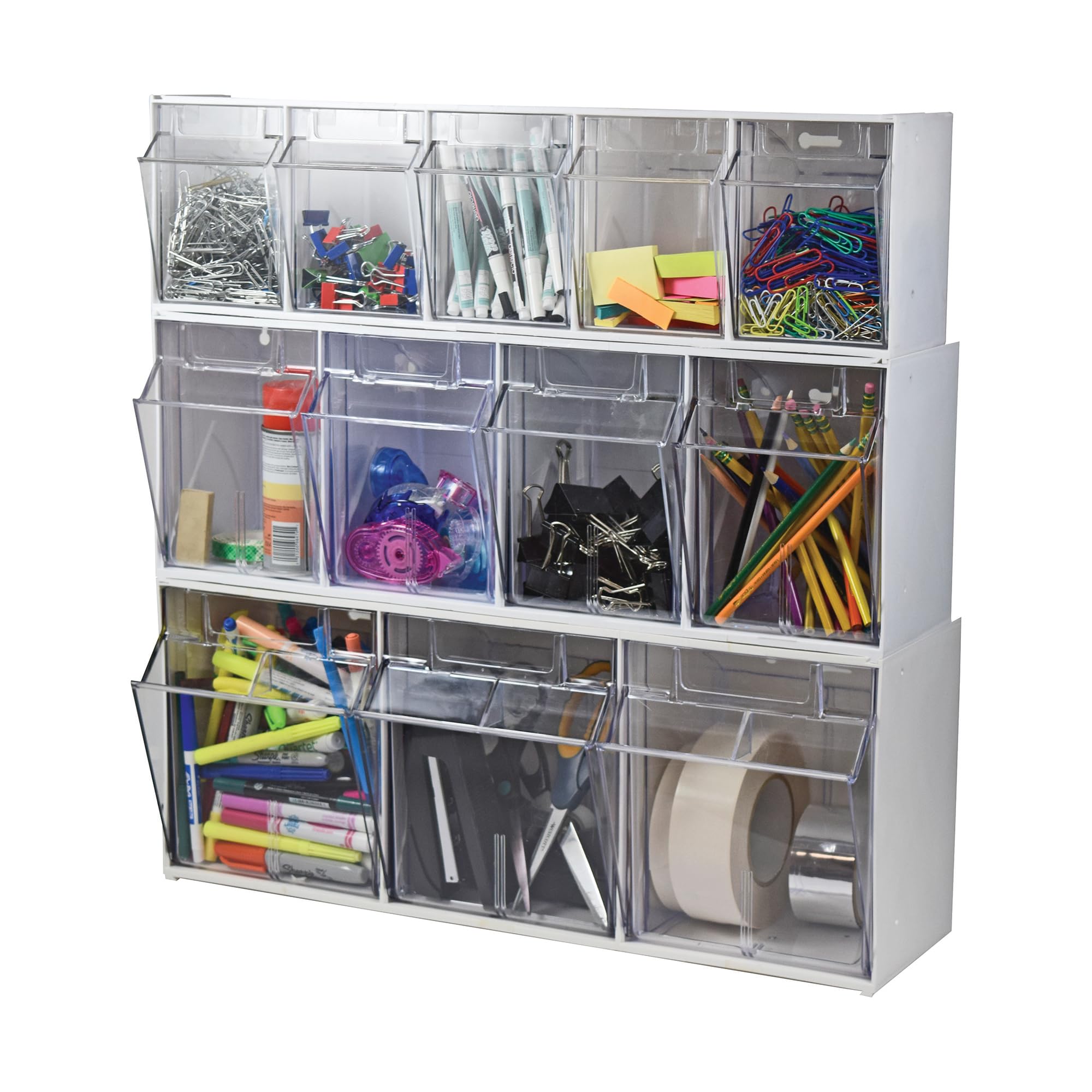 Amazon.com : Deflecto Tilt Bins, Interlocking 3-Bins, 24