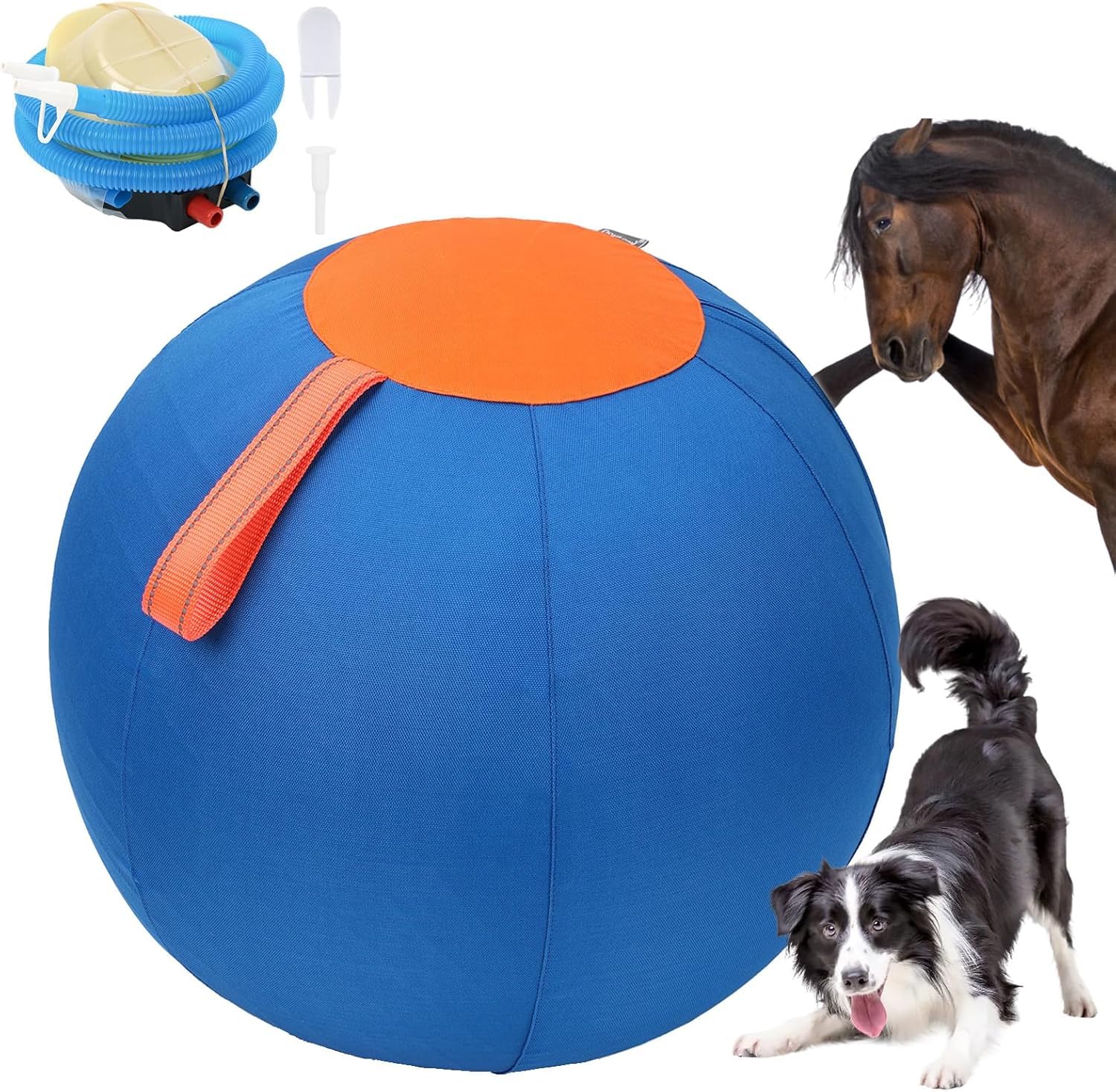Duuclume 25" Large Herding Ball for Medium & Large Dogs - Interactive Toy with Hand Pump and Handle - Horse Ball for Playing and Gifts