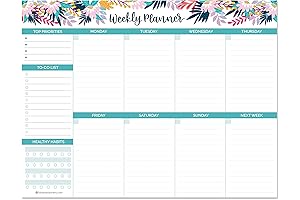 Horizontal Weekly Tear-Off Planner Pad: Undated Daily Agenda Notepad & Goal Tracker