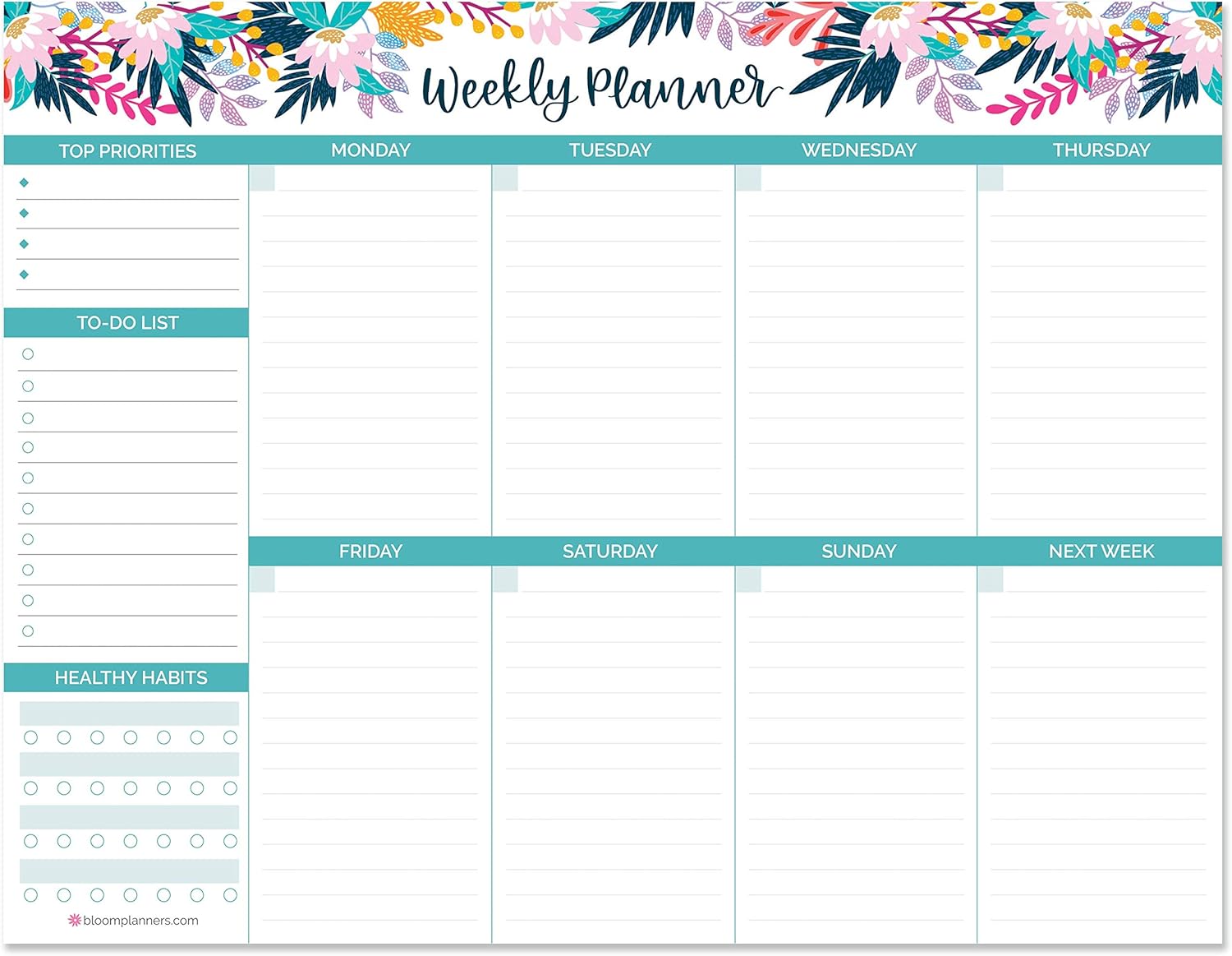 bloom daily planners Horizontal Weekly TearOff To Do List
