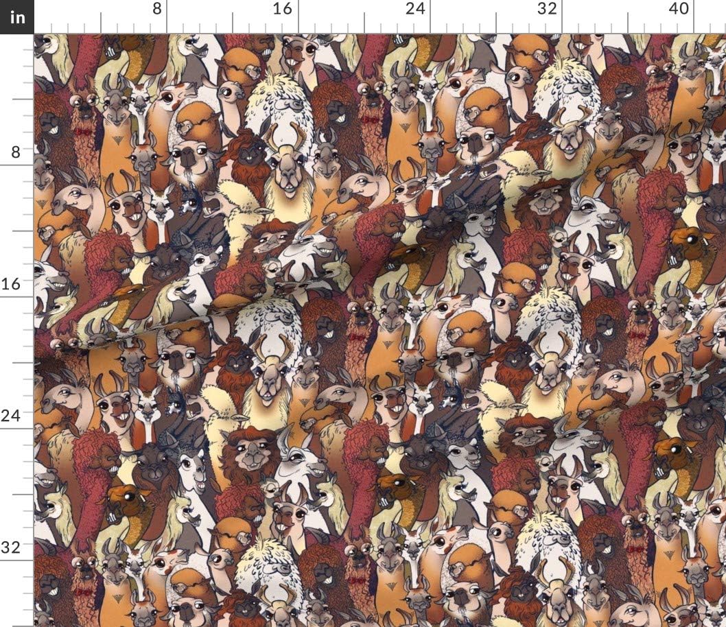 Spoonflower Fabric - Llamas Llama Alpaca Cute Printed on Petal Signature Cotton Fabric by The Yard - Sewing Quilting Apparel Crafts Decor