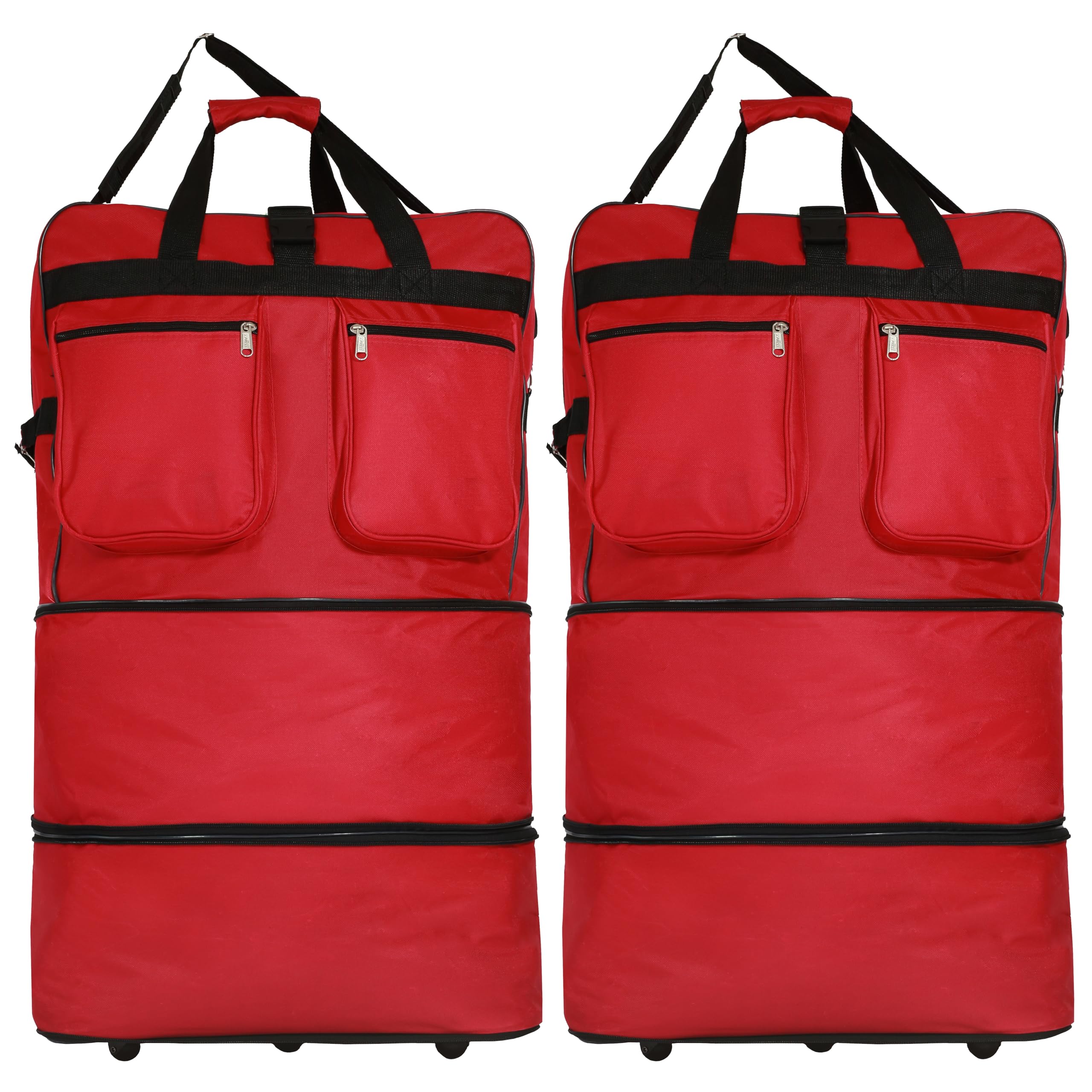 Generic (Pack of 2) 36"" Duffle Bag Expandable Rolling Lightweight Wheeled Spinner Suitcase Luggage for Travel and Storage, Red, Wheelbag36