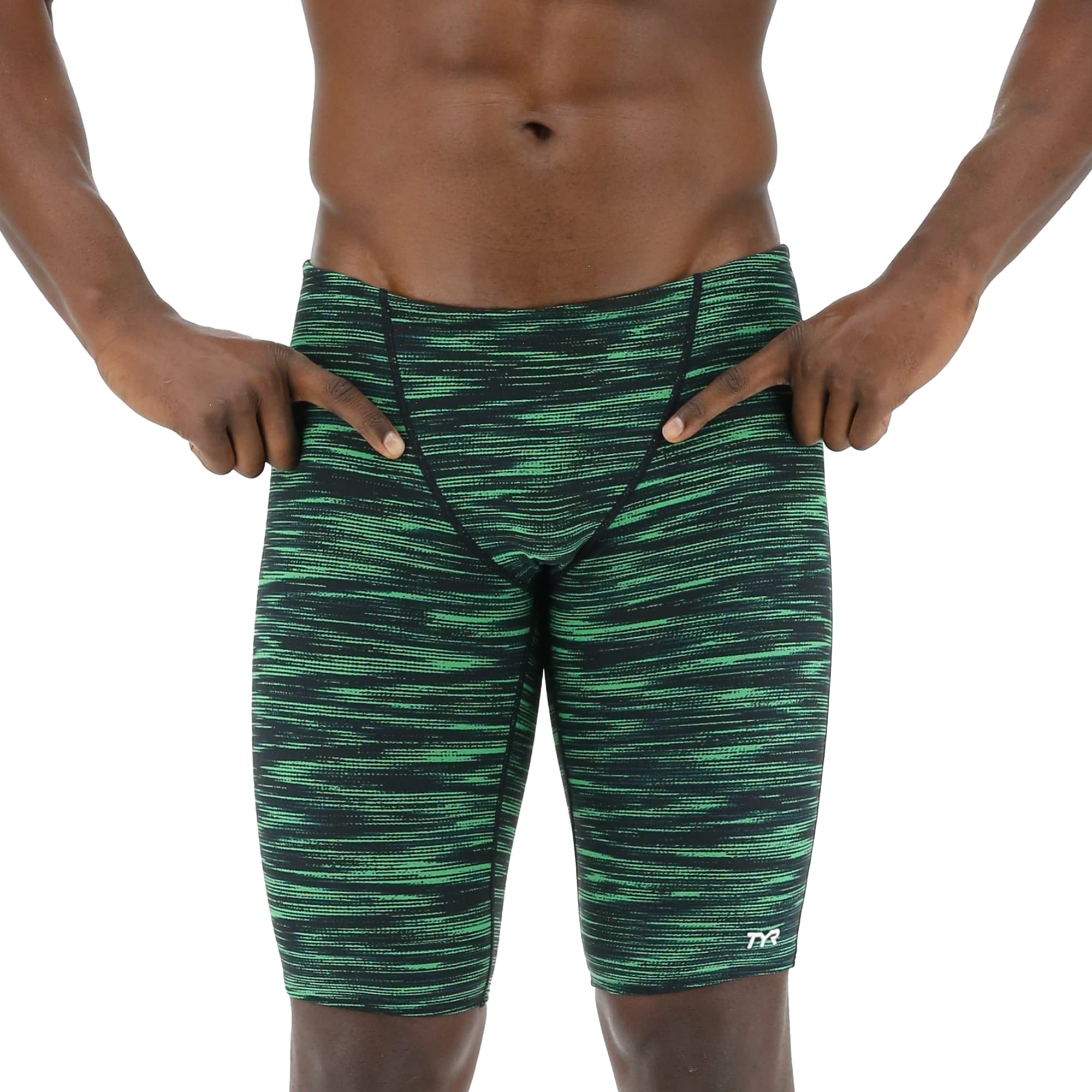Tyr Men's Green Fizzy Durafast Elite Athletic Jammer Swimsuit Swim Trunks, 36